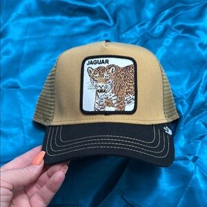Tan and Black Jaguar Patch Trucker Hat